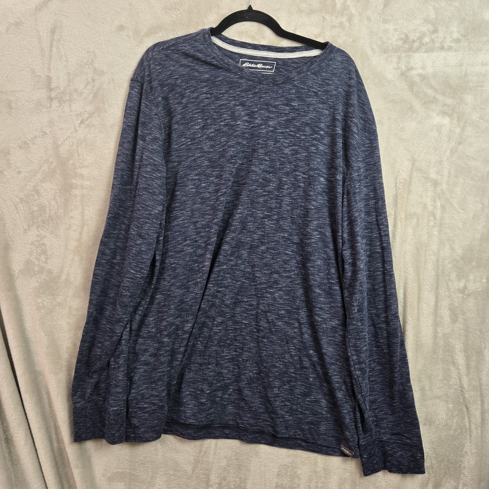 Eddie Bauer Legendwash Long Sleeve Shirt Mens XLT Blue Heathered Crew Neck